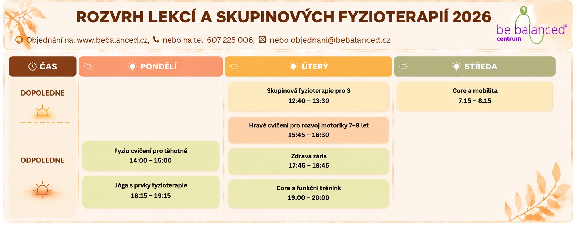 Skupinové lekce s fyzioterapeuty